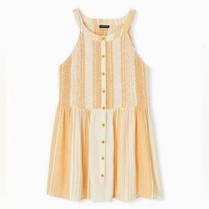 Torrid Babydoll Rayon Crepe Smocked Tank Stripe Yellow